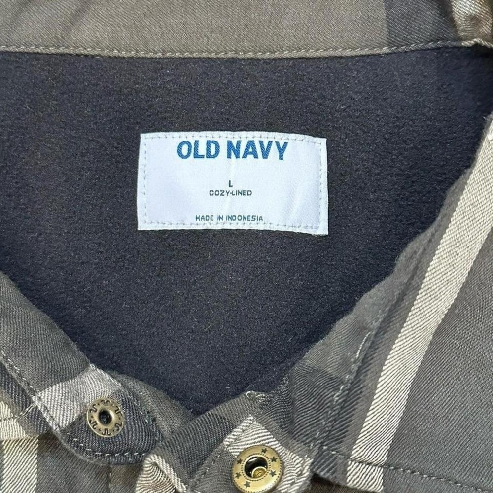 OLD NAVY Mens Plaid Cozy-Lined Shirt Jacket Gorpcore Lumberjack Workwear Large - Picture 5 of 8